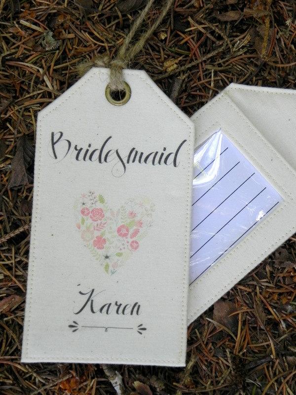 Wedding - Bridesmaid/Matron of Honor/Maid of Honor - Custom Fabric Luggage Tag
