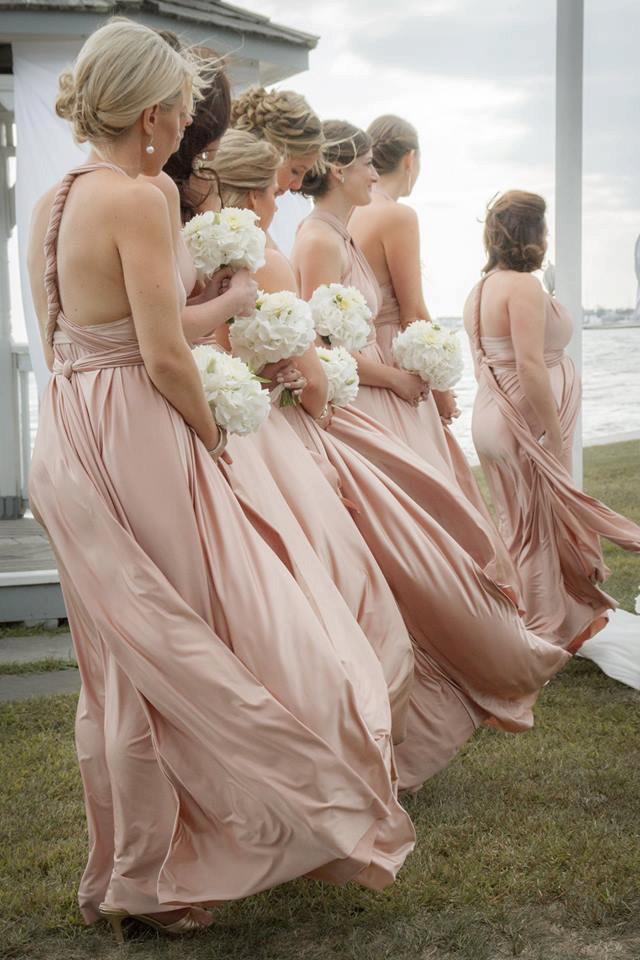 Mariage - Multiway Infinity Modern Bridesmaid Dress ALL sizes & colors HANDMADE in the USA Exact Size and Lengths blush rosewater nude rose putty gold