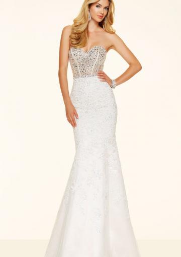 Wedding - Buy Australia 2016 White Mermaid Sweetheart Neckline Beaded Lace Organza Floor Length Evening Dress/ Prom Dresses 98038 at AU$169.43 - Dress4Australia.com.au