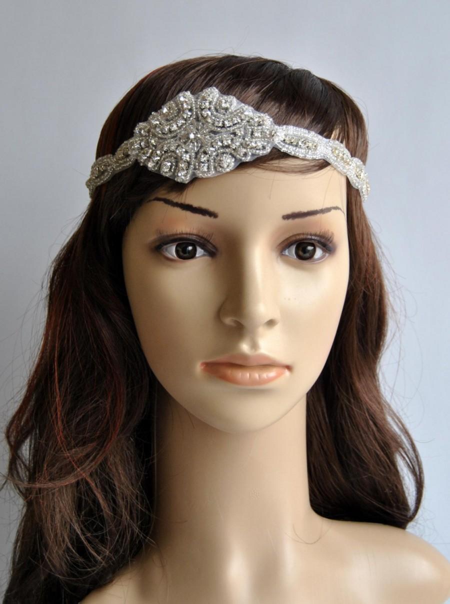 Wedding - Rhinestone 1920s Headpiece,Flapper Headpiece,1920s headpiece,Rhinestone beaded headpiece,The Great Gatsby Headband, crystal bridal headband