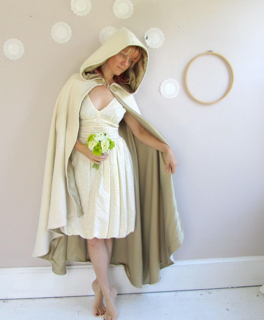 Wedding - Long Hooded Cloak half circle style, graduated hemline