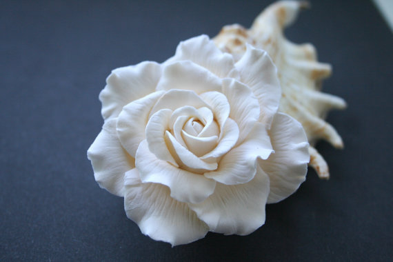Mariage - Ivory rose - Bridal hair flower, Wedding hair flower, rose hair clip, Bridal flower clip, Wedding hair accessories, bridal hair accessories