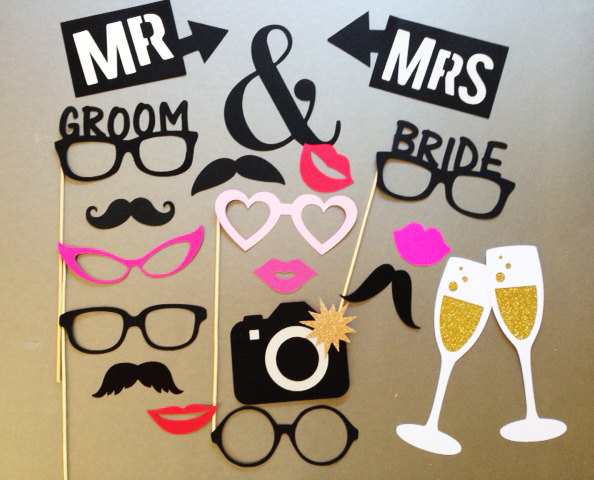 Wedding - Wedding Photo Booth Prop Holiday Photo Booth Props Set of 20