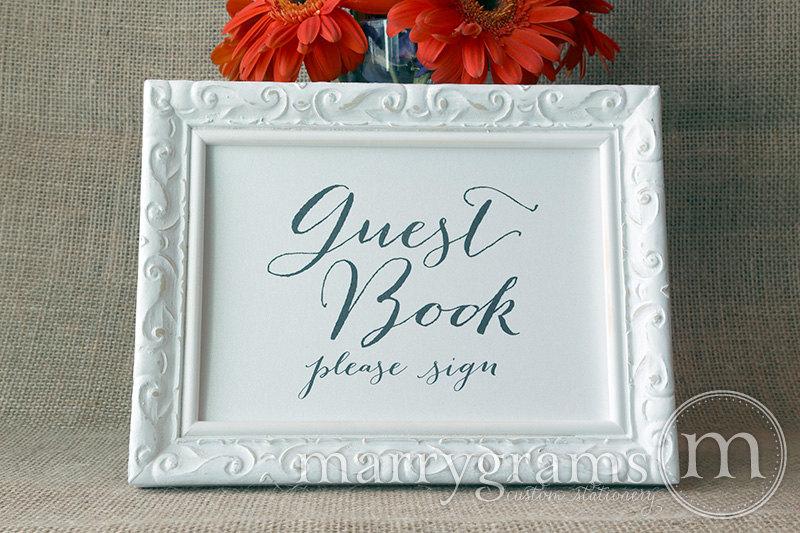 Hochzeit - Guest Book Table Card Sign - Please Sign - Wedding Reception Signage -Vintage, Rustic Outdoor Wedding - Matching Numbers Available - SS09