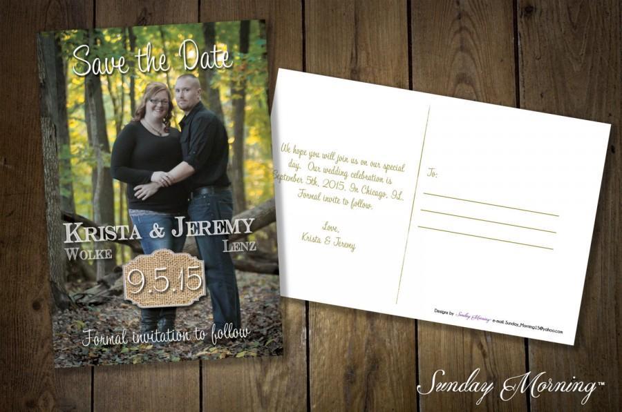 Hochzeit - Rustic Country Save The Date Cards - Wedding Announcement - Burlap - Rustic