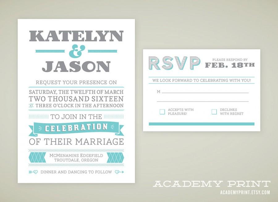 زفاف - Printable Wedding Invitation and RSVP Set for Multnomah Suite - Custom Printable Wedding Announcement & RSVP - DIY Printable Wedding Invite