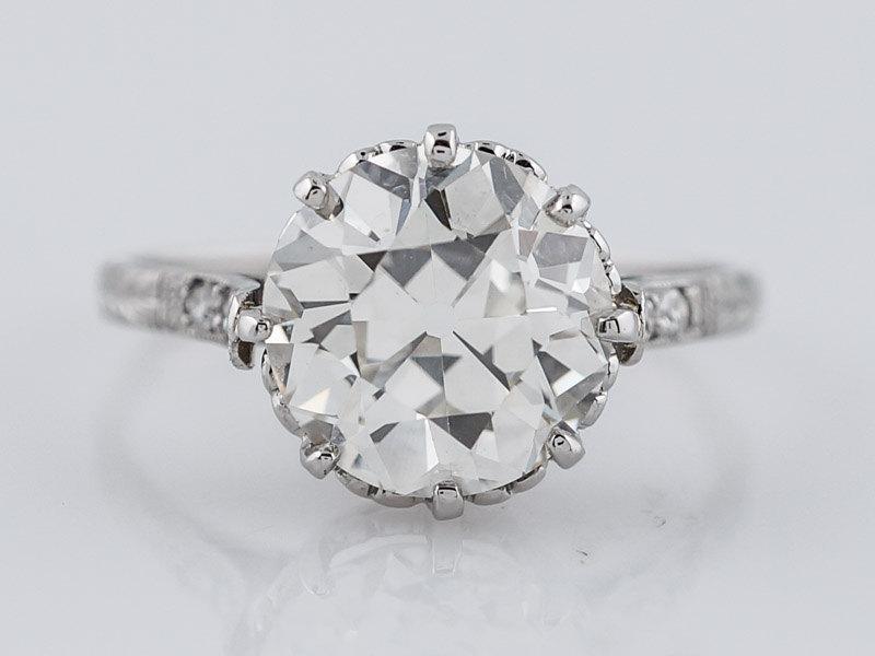 زفاف - Antique Engagement Ring Art Deco GIA 2.89ct Old European Cut Diamond in Platinum