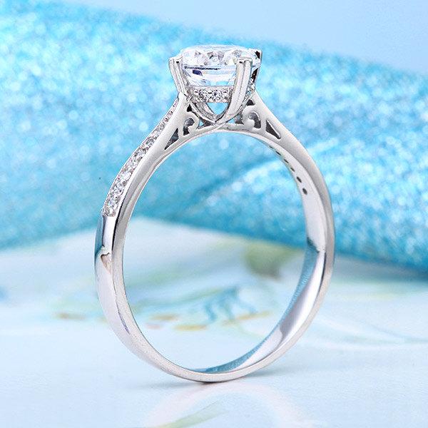 زفاف - Classic Lab Created Diamond Engagement Ring 925 Sterling Silver Wedding 1.25 Carat