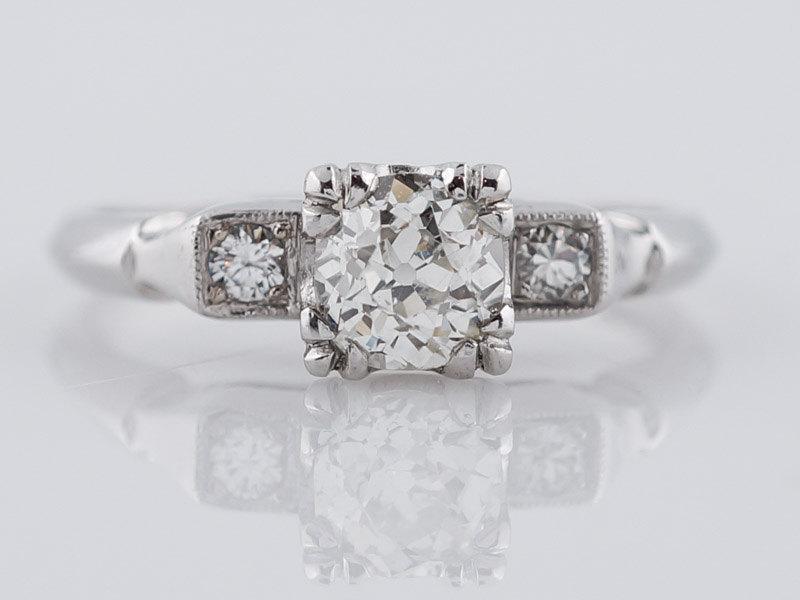 زفاف - Antique Engagement Ring Art Deco .67 ct Old Mine Cut Diamond in Platinum