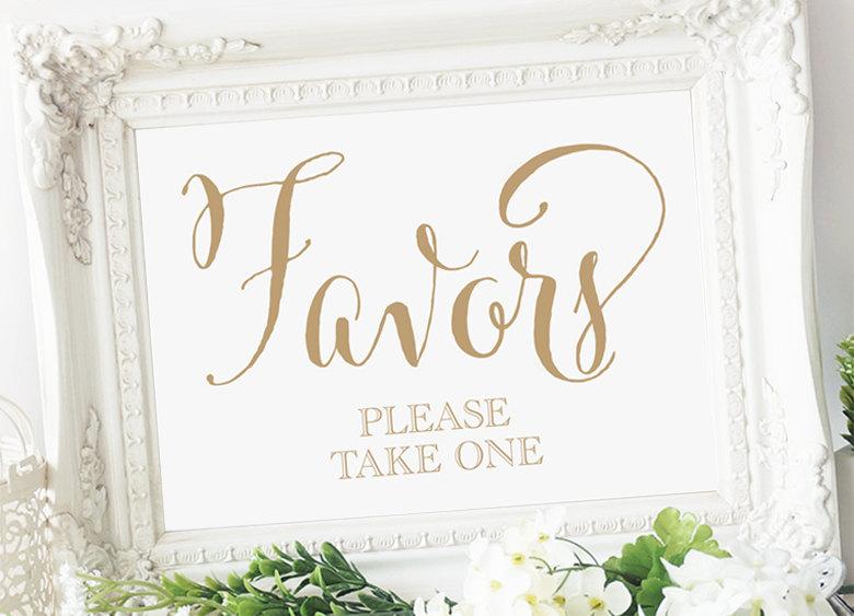 Hochzeit - Favors Sign - 5x7 sign - DIY Printable sign in "Bella" antique gold - PDF and JPG files - Instant Download