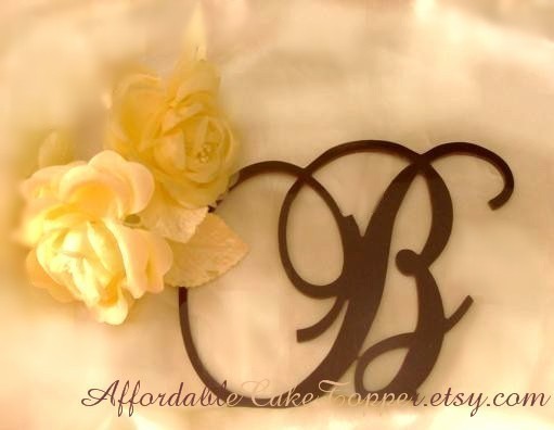 Wedding - Brown Cake Topper - Wedding Cake Topper - Custom Brown Personalized Monogram Letter Cake Topper - Bride and Groom