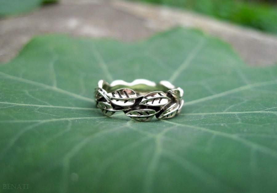 زفاف - Leaf Wedding Ring, White Gold Leaf Wedding band, Handmade Gold Leaves Ring, Wedding Leaves Ring, Forest Wedding Ring, Natural Floral Ring