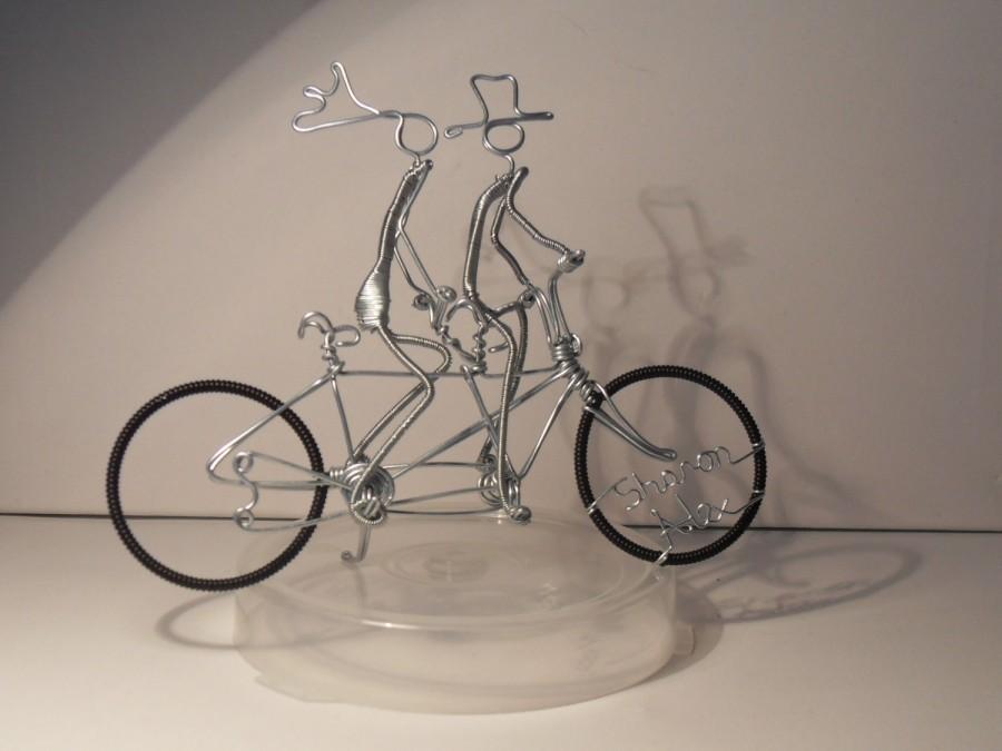 Wedding - Handmade wire Tandem with Bride and Groom