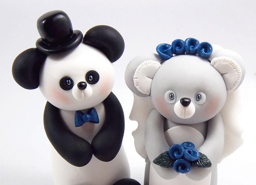 Свадьба - Wedding Cake Topper, Panda, Koala Figurine, Custom Cake Topper, Personalized, Handmade