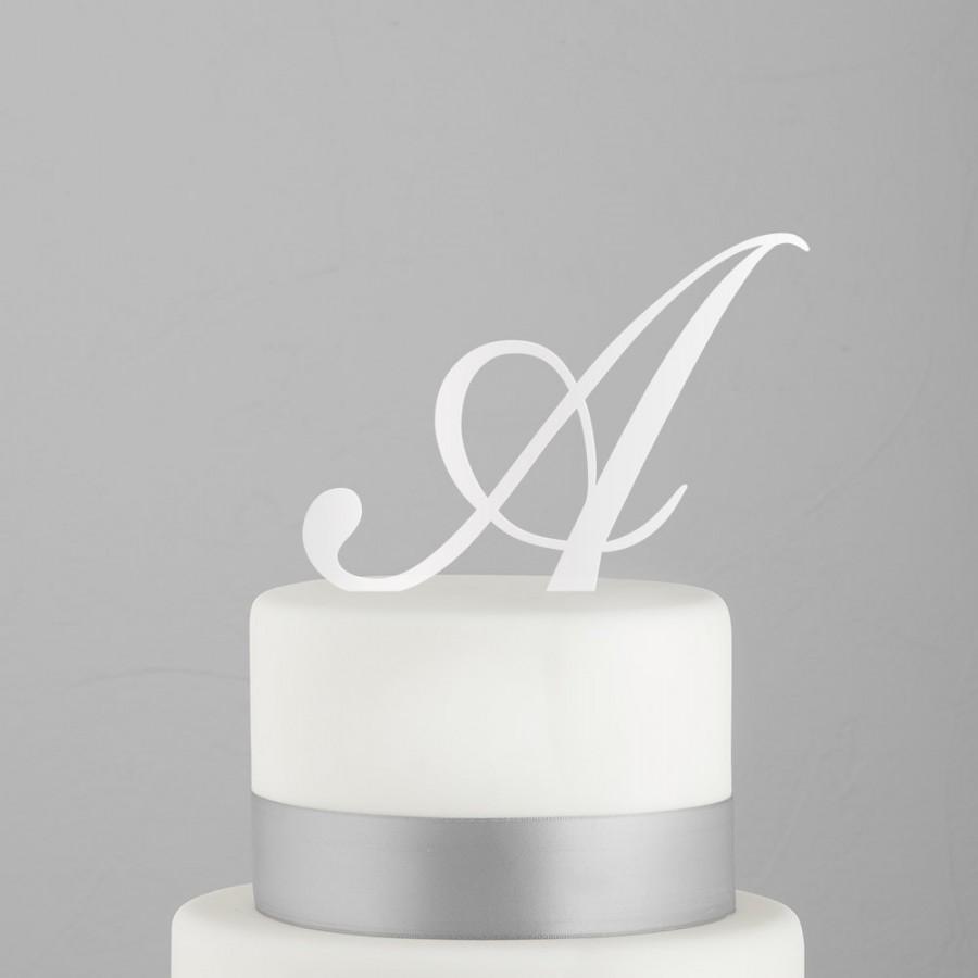 Wedding - Script Monogram Wedding Cake Topper - Wedding Keepsake - Acrylic Wedding Cake Topper - Bride and Groom Initials - Letter - Black - White