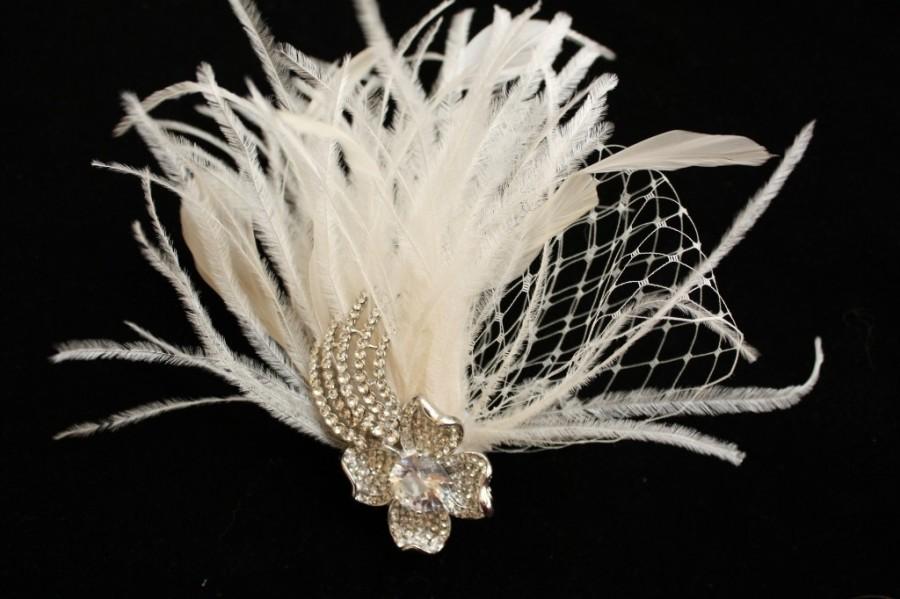 زفاف - Bridal Fascinator, Wedding Headpiece, Feather Wedding Fascinator - JASALYN