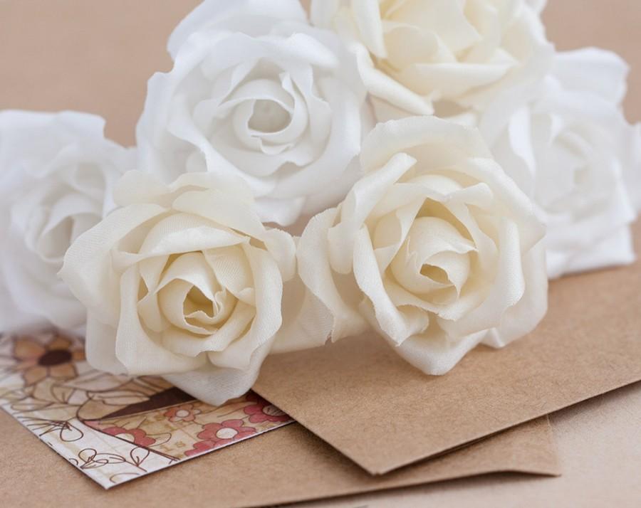 Hochzeit - Silk roses hair, Ivory silk roses, Wedding silk flower bobby pins, Silk roses for hair, Bridal silk roses, Silk roses clips, Hair piece.