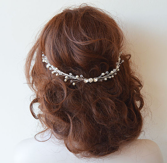 Wedding - Wedding headband, Bridal Head Piece, Crystal and Pearl Hair headband, Wedding Hair Accessory, Bridal Hair Accessory