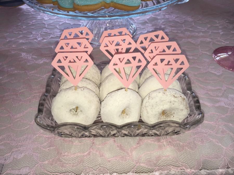 Wedding - 12 Diamond donut or cupcake toppers for bridal shower, engagaement or bachelorette party