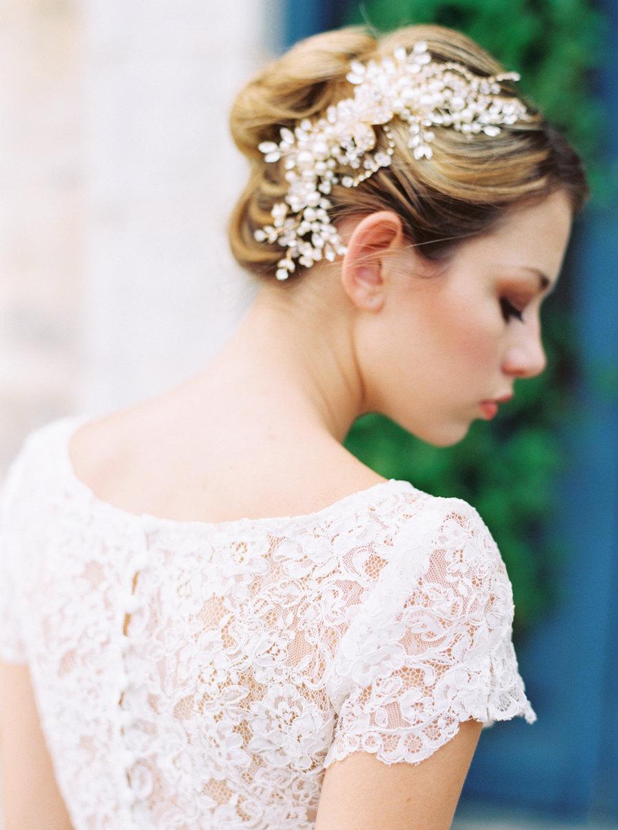 Свадьба - Etta Gold Bridal Headpiece Wedding Hair Comb 
