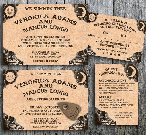 Mariage - Ouija Invitation Suite for a Halloween Wedding - Printable Wedding Invitation, RSVP and Guest Information Card