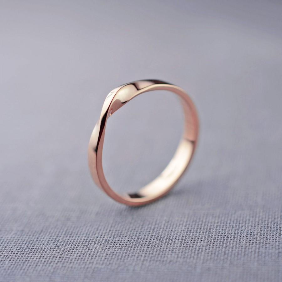 Wedding - 14K Rose Gold Mobius Ring 