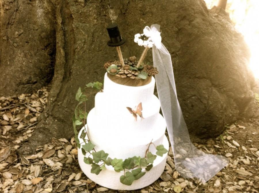Hochzeit - Unique Wedding Cake Topper - Rustic Cake Topper - Pine Cone Wedding Cake Topper - Wedding Cake Topper Vintage
