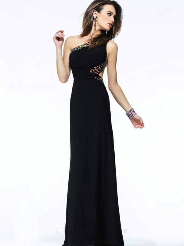 زفاف - Embellished One-shoulder Neckline and Waist Open Back Long Prom Dresses - LightIndreaming.com