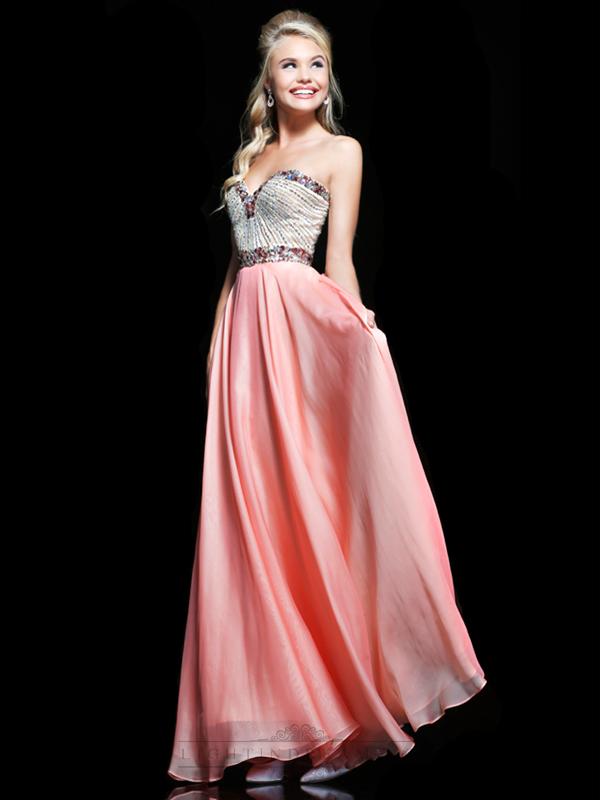 زفاف - Embellished Strapless Sweetheart Floor Length Prom Dresses - LightIndreaming.com