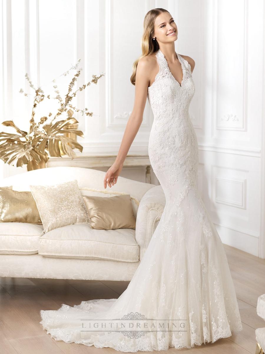 Mariage - Exquisite Halter Neck Mermaid Wedding Dresses Featuring Applique - LightIndreaming.com