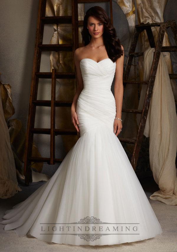 Wedding - Fit and Flare Strapless Criss-cross Pleated Sweetheart Wedding Dresses - LightIndreaming.com