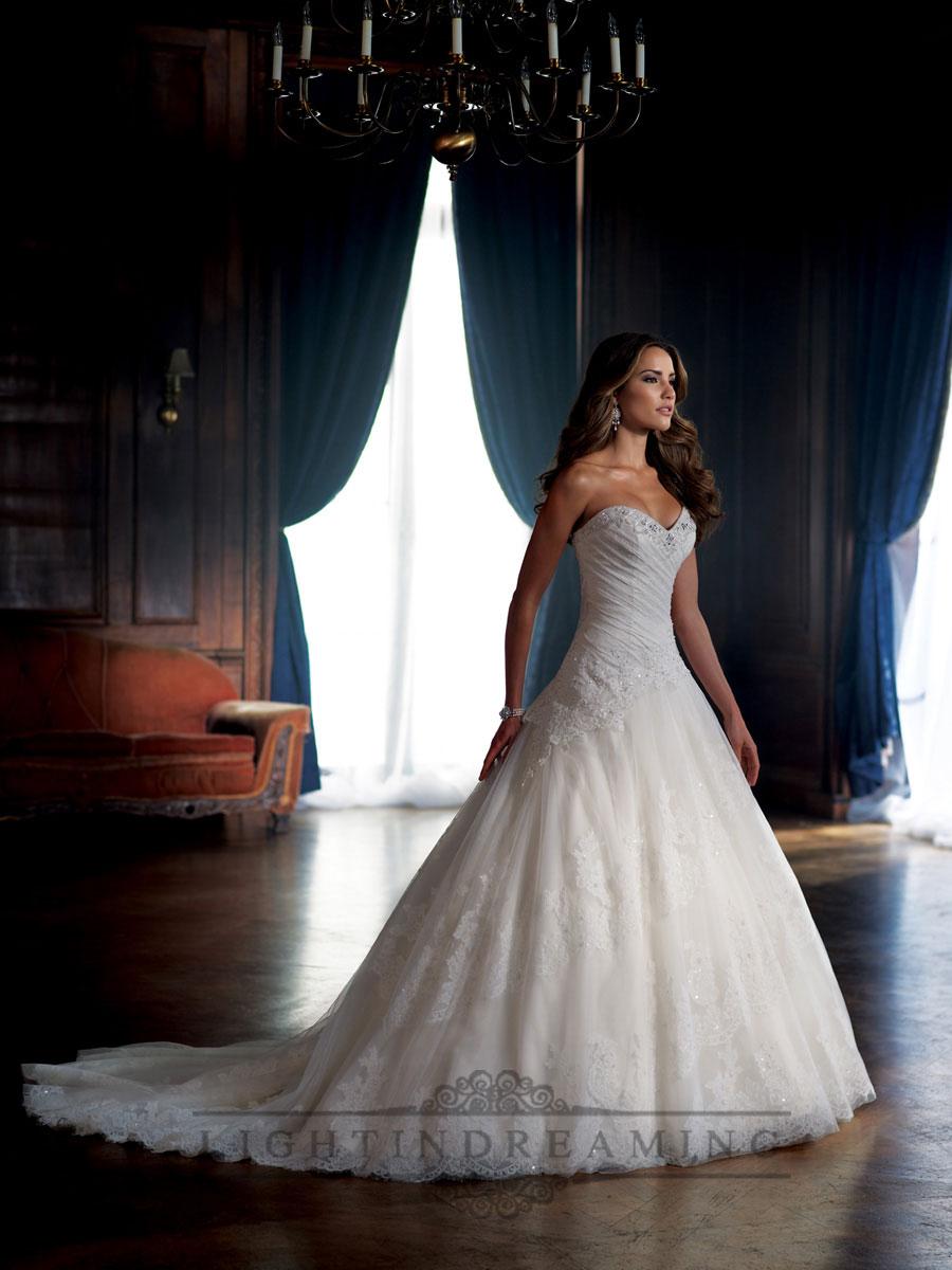 زفاف - Strapless Sweetheart Draped Ball Gown Wedding Dresses - LightIndreaming.com