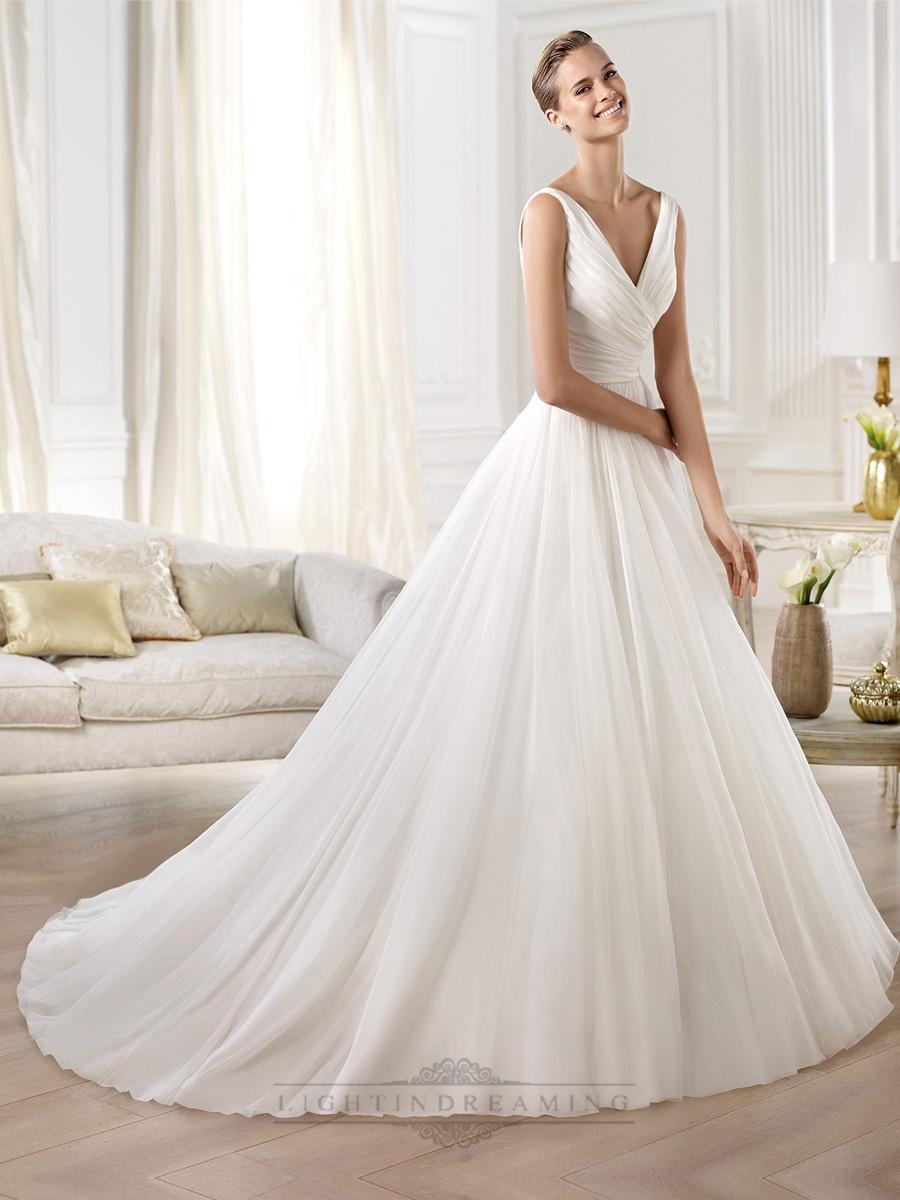 Hochzeit - Gorgeous V-neck And V-back Draped Ball Gown Wedding Dresses - LightIndreaming.com