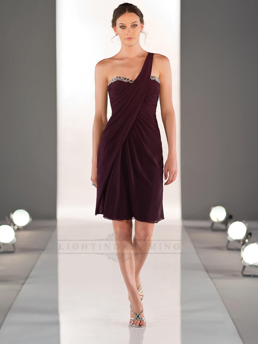 Свадьба - One-shoulder Sweetheart Neckline Ruched Bodice Coctail Bridesmaid Dresses - LightIndreaming.com