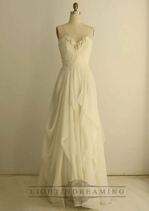 زفاف - Soft Silk Chiffon Sweetheart Pleated Column Wedding Dresses - LightIndreaming.com