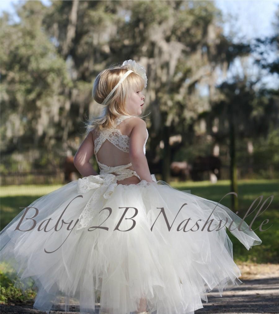 Свадьба - Ivory Lace Flower Girl Dress, Wedding Flower Girl  Dress, Ivory Lace Tutu Dress,Wedding Flower Girl Tutu Dress Baby to Girls 9-10