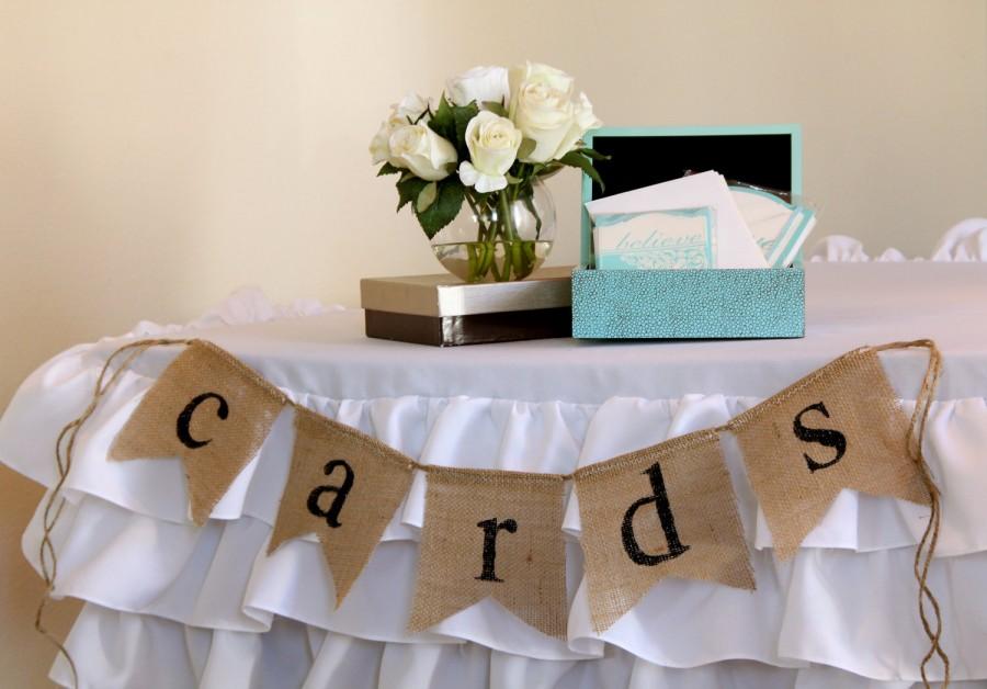 Wedding - CARDS burlap banner - Wedding celebration - Wedding Card table - burlap sign garland