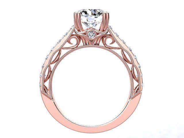 Свадьба - Engagement Ring HEIRLOOM LOVE Collection 14k Rose  Gold 6.5mm Round Forever Brilliant Moisanite Genuine Diamonds Engagement Ring Wedding