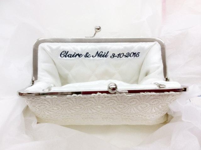Hochzeit - Personalized Embroidery Clutch Bag Customization - 1-line message