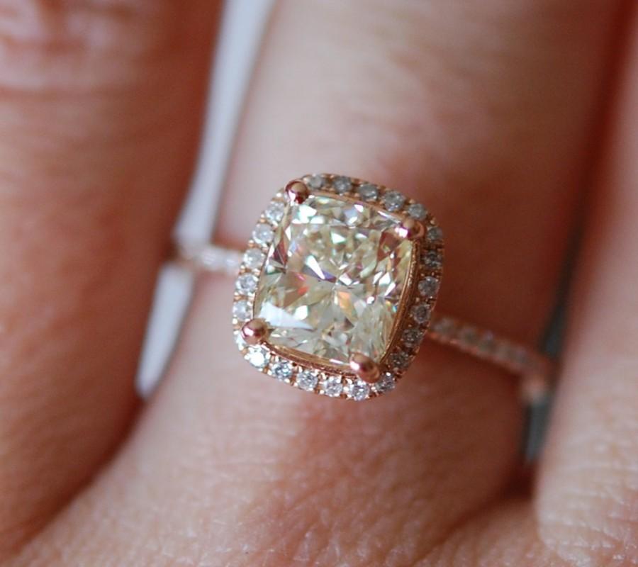 Mariage - Engagement rings diamond ring. Rose gold ring with cushion diamond. Engagement ring by Eidelprecious
