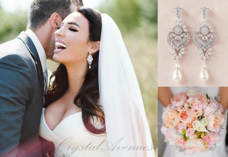 Свадьба - Crystal Bridal Earrings, Statement Wedding Earrings,  Long Bridal Earrings,Bridal Jewelry, Swarovski, London Bridal Earrings