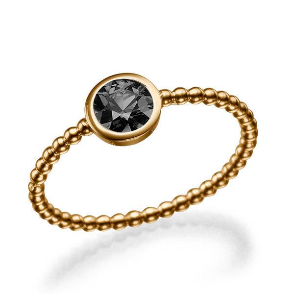 Mariage - Bezel Ring, 14K Rose Gold Engagement Ring, Black Diamond Ring, Solitaire Ring, 0.50 CT Black Diamond Band, Bezel Setting