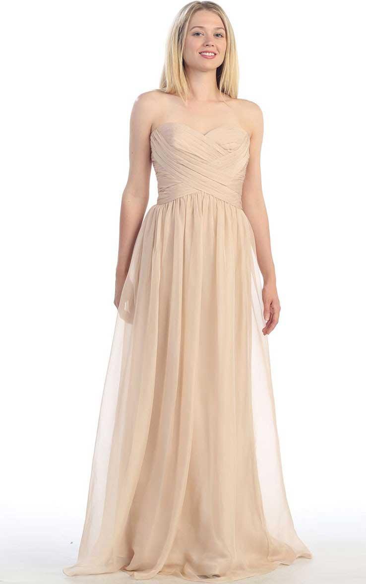 Hochzeit - New Arrivals Zip Chiffon A-line Strapless Long Bridesmaid Dress