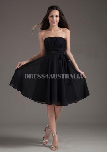 Wedding - Buy Australia A-line Empire Strapless Black Chiffon Knee Length Bridesmaid Dresses 8132205 at AU$108.83 - Dress4Australia.com.au