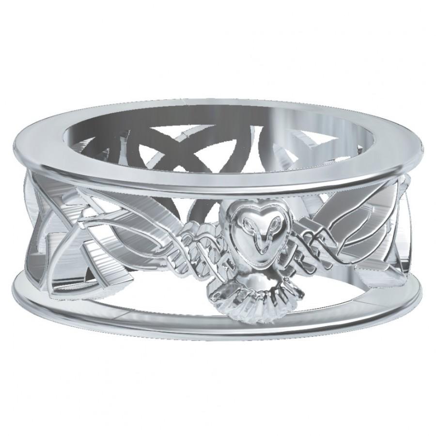 Свадьба - Sterling Silver Owl Wedding Band, Celtic Owl Ring, Mens Wedding Band, Irish Wedding Ring, Owl Jewelry, Celtic Knot Ring, Custom Size CR-1016