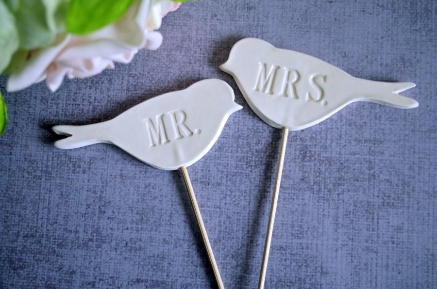 زفاف - Mr. & Mrs. Bird Wedding Cake Toppers - small size