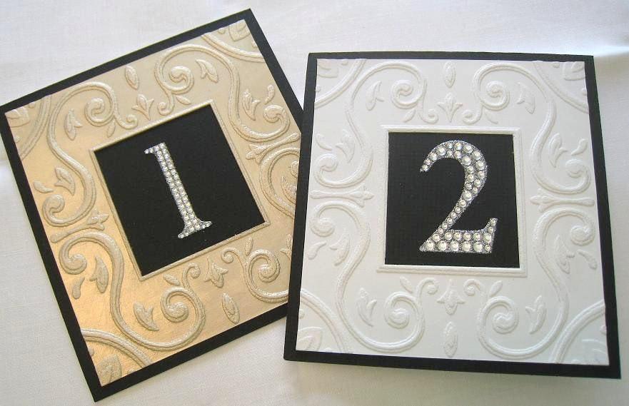 Wedding Table Numbers In Rhinestones & Embossed Frame 6" X 6" Each Set Of 10 2442316 Weddbook