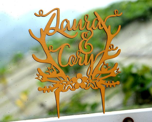 Wedding - Personalized Last Name Wedding Cake Topper, Custom Linden Wood Mr and Mrs Cake Topper, Personalized with YOUR Last Name #107