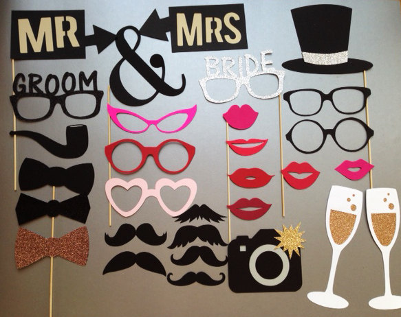 Mariage - Wedding Photo Booth Prop Holiday Photo Booth Props Set of 30