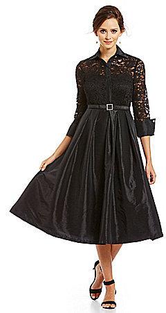 Wedding - Eliza J Lace Bodice Collared Midi Dress
